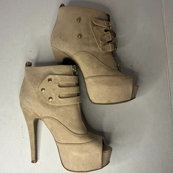 Gorgeous Zigi Soho Sincere Tan Faux Suede Bootie Open Toe Booties 8.5 - Picture 3 of 8